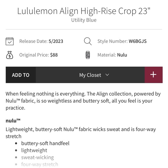 Lululemon Align High Rise 23” Legging size 6-utility blue - Picture 4 of 10